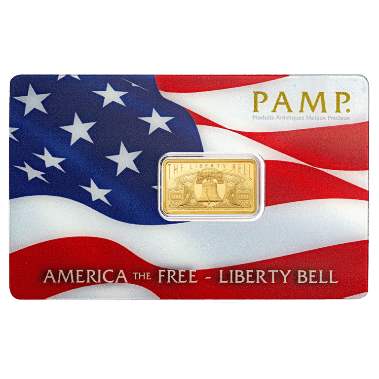 pamp 5g Pure Gold Bar - America the Free; Liberty Bell