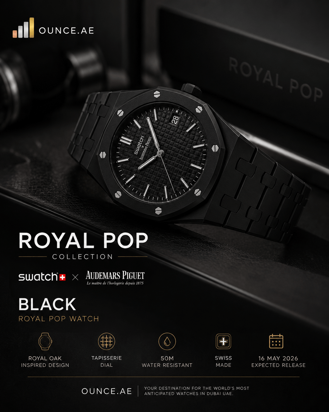 Buy black Royal pop collection swatch ap watch