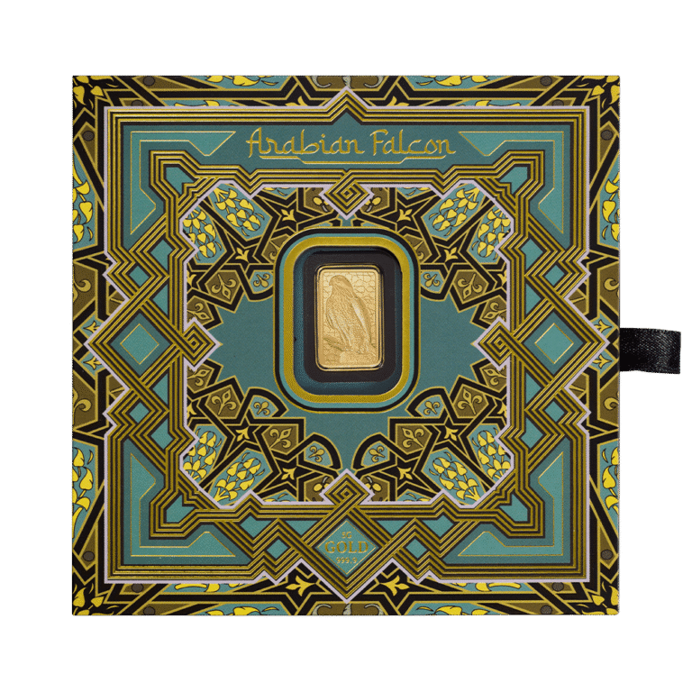 PAMP Arabian Falcon 5g Gold Bar with Pendant Frame & Box