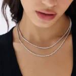 14K White Gold Classic Lab Grown Diamond Tennis Necklace 16″ (3 Carat)