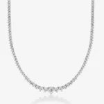 14K White Gold Graduated Lab Grown Diamond Tennis Necklace 17" (5 Carat)