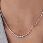 14K White Gold Graduated Lab Grown Diamond Tennis Necklace 17" (5 Carat)