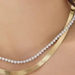 14K White Gold Luxe Lab Grown Diamond Tennis Necklace 16" (3 Carat)