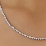 14K White Gold Mini Diamond Tennis Necklace 16