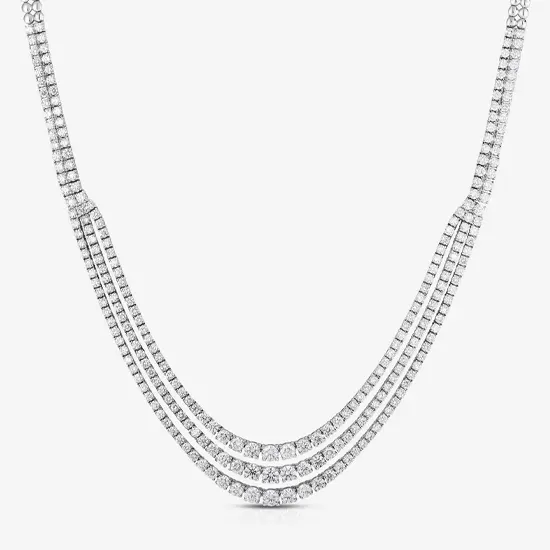 14K White Gold Triple Row Graduated Lab Grown Diamond Tennis Necklace 14K White Gold Triple Row Graduated Lab Grown Diamond Tennis Necklace 17" (11.51 Carat)
