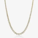14K Yellow Gold Graduated Bezel Lab Grown Diamond Tennis Necklace 16" (1 Carat)