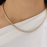 14K Yellow Gold Graduated Bezel Lab Grown Diamond Tennis Necklace 16" (1 Carat)