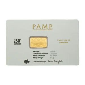 PAMP 2.5 Gram 250th Anniversary of the United States Gold bar