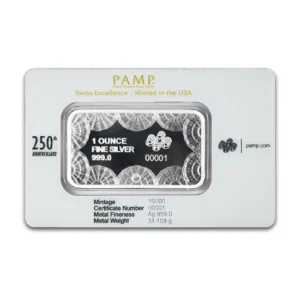 Buy PAMP 1oz 250th Anniversary Vintage Silver Bar Online