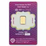 1 Gram PAMP Willy Wonka Gold Bar in official assay card with protective sleeve made from 999.9 fine gold