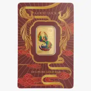 PAMP 10g Good Luck Phoenix Coloured Gold Bar 999.9 Fine Gold